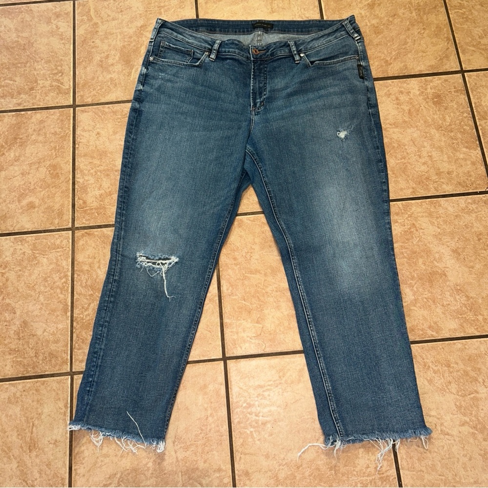 Silver Boyfriend Distressed Jeans